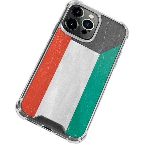 Kuwait Flag Distressed iPhone 14 Pro Clear Case